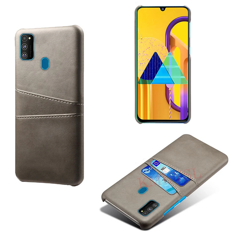 Grey Держатель для карт чехол для samsung Galaxy A70S a50s a30s a20s a10s A10 A20 A30 A40 A50 A70 A80 A90 M10 M20 M30S Стильный чехол-портмоне из кожи - Цвет: Grey