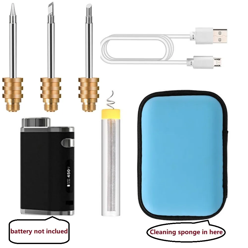 best soldering iron for electronics 8pcs/set Portable Rechargeable Battery Soldering Iron USB Handheld Wireless Welding Pen 1W-75W Cleaning Sponge 10g Welding Wire hot stapler plastic welder