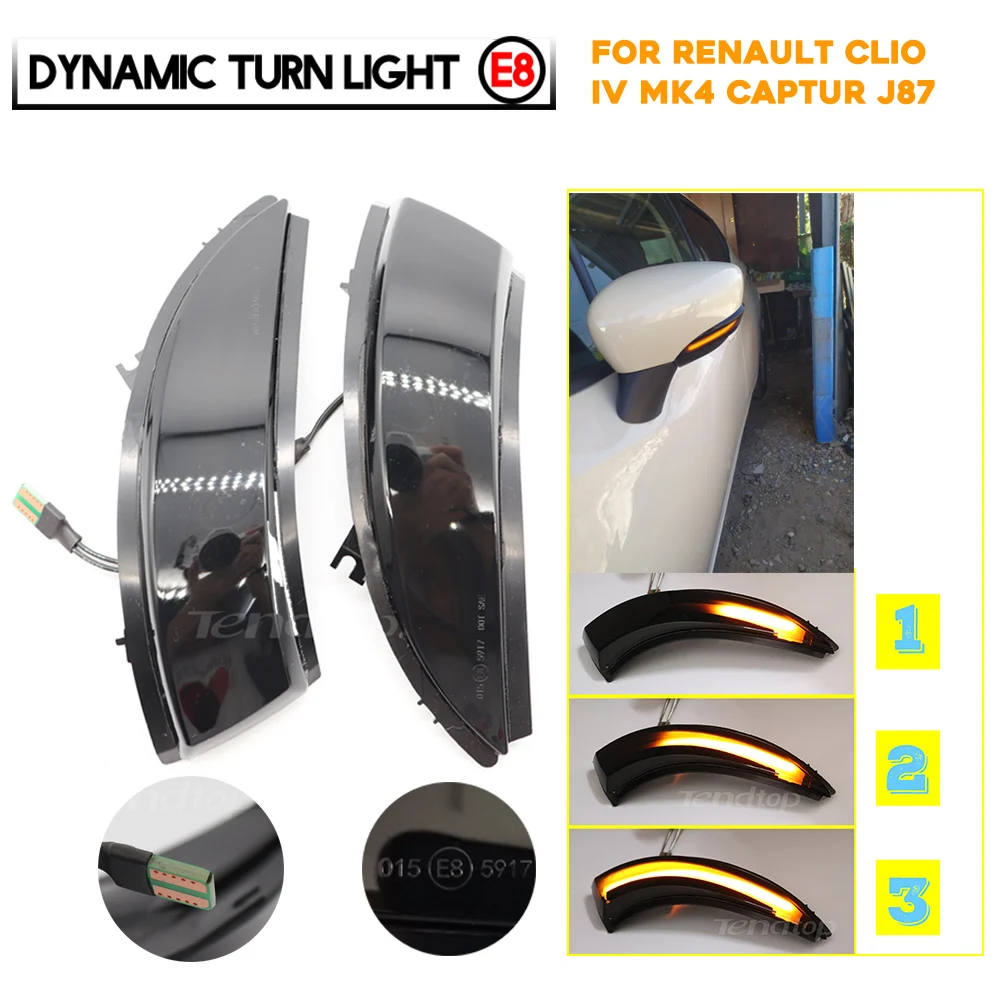 

For Renault Clio IV MK4 Captur J87 Rearview Mirror Indicator Water Flowing Dynamic Turn Signals Lamp LED