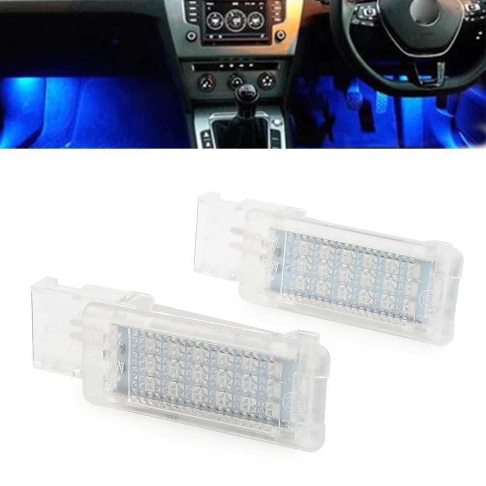 1 Pair Car Blue Led Lights Footwell Light Lamp For Vw Golf Mk5 Mk6 Plus