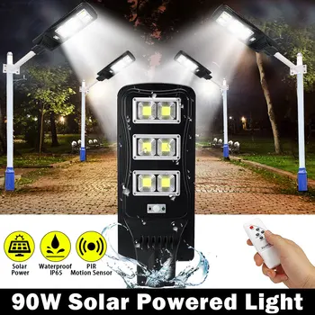 

IP65 90W Remote Control LED Solar Street Light Smart Radar PIR Motion Sensor Wall Timing Lamp Waterproof for Plaza Garden Yard