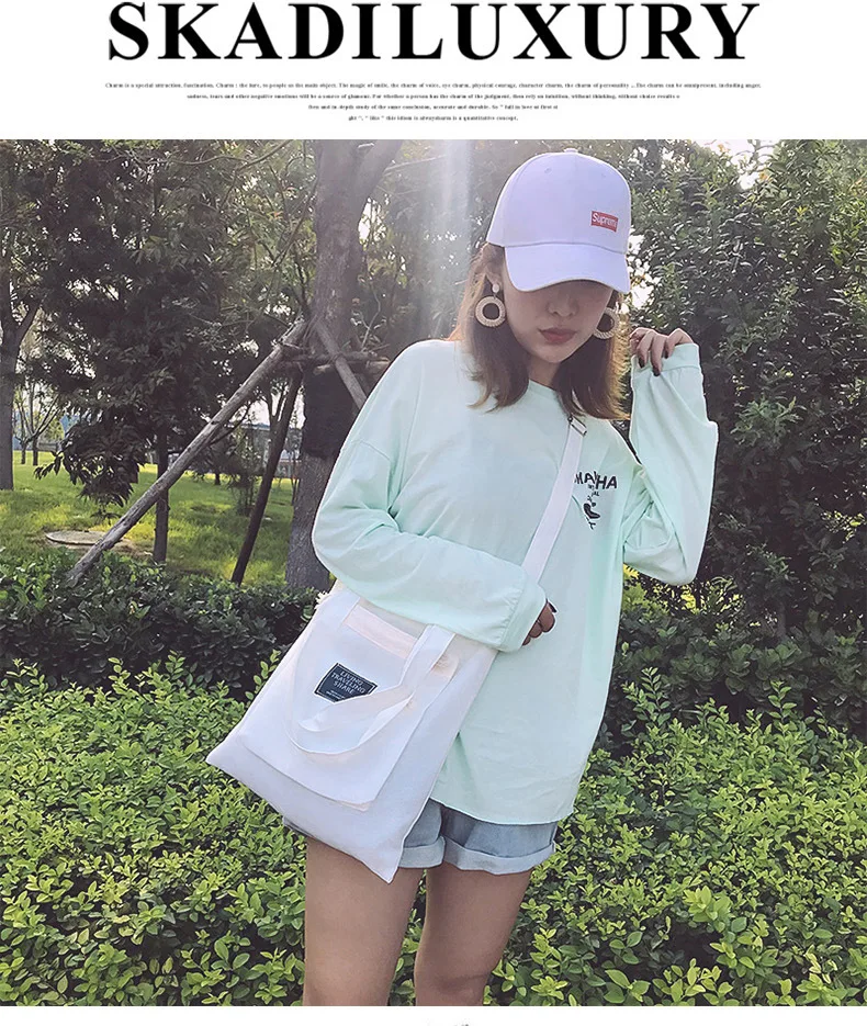 Bag Women's Summer New Style Korean Wave Flax Canvas Handbag Casual WOMEN'S Shoulder Bag Versatile Shoulder Bag