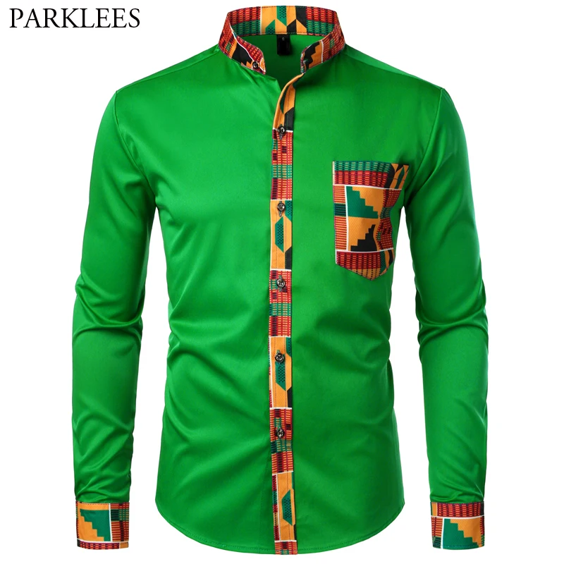 Мужская африканская рубашка Дашики, Стильная мужская рубашка в этническом стиле, черная рубашка со стоячим воротником, мужские повседневные облегающие Топы с длинным рукавом