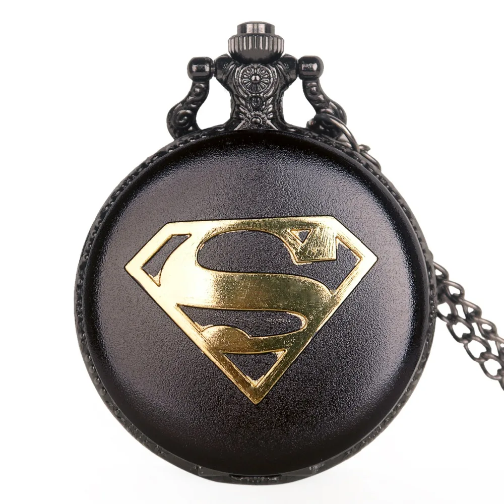 Retro Hot Movie Pattern Quartz Pocket Watch Black Watch Chain Necklace Clock Kids Boys Gift
