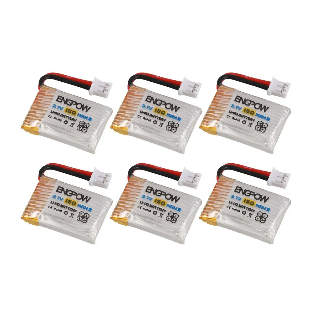 

2019 6PCS Engpow 3.7V 150mAh 1S Rechargeable Lipo Battery Mini PH2.0 Plug Connector For JJRC H36 RC Drone Quadcopter Helicopter