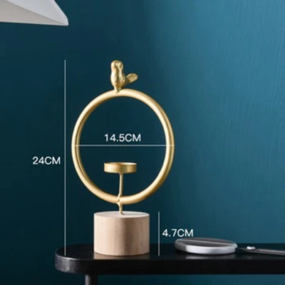 Gold S Креативный геометрический металлический золотой подсвечник с птицами украшение домашнего стола Круглый Подсвечник Ресторан свадебный подсвечник подарок - Цвет: Gold S