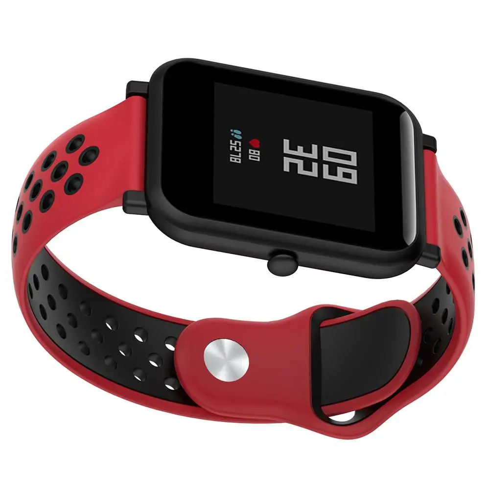 20 мм двухслойный силиконовый ремешок для часов Huami Amazfit Bip A1608 сменный ремешок на запястье браслет аксессуары