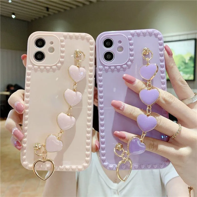 Чехол с браслетом Love Heart для OPPO A52 A3S A57 A59 F9 A9 A5 A31 A53 2020 F11 Realme XT R17 A92S Reno 5 6 K7 K9 K1 K3 K5