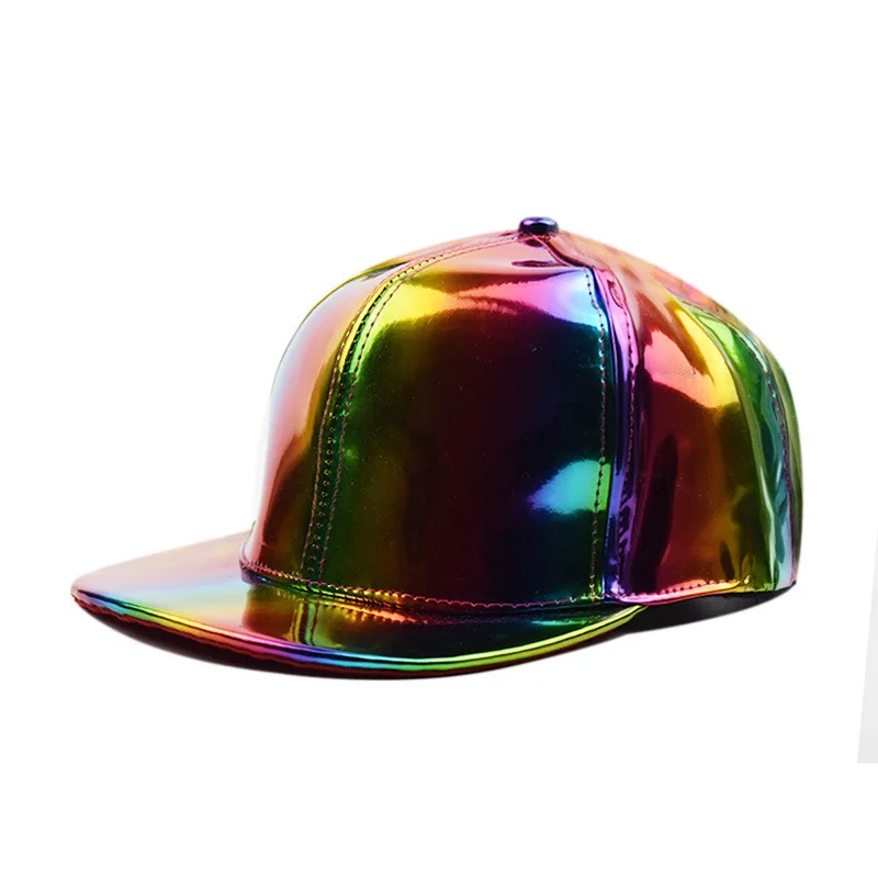 Seven Color Cap FS Autumn Winter Waterproof Baseball Caps Laser PU Leather Cap Snapback Hip Hop Flat Brim Men Women Adjustable Casquettes Homme - Цвет: Seven Color Cap