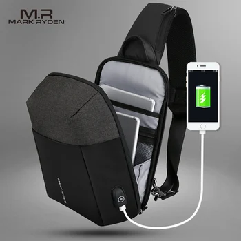 

Mark Ryden Men Crossbody Bag USB Charging Business Chest Bag Anti-thief Men Shoulder Bag Waterproof Short Trip Chest Bag pack