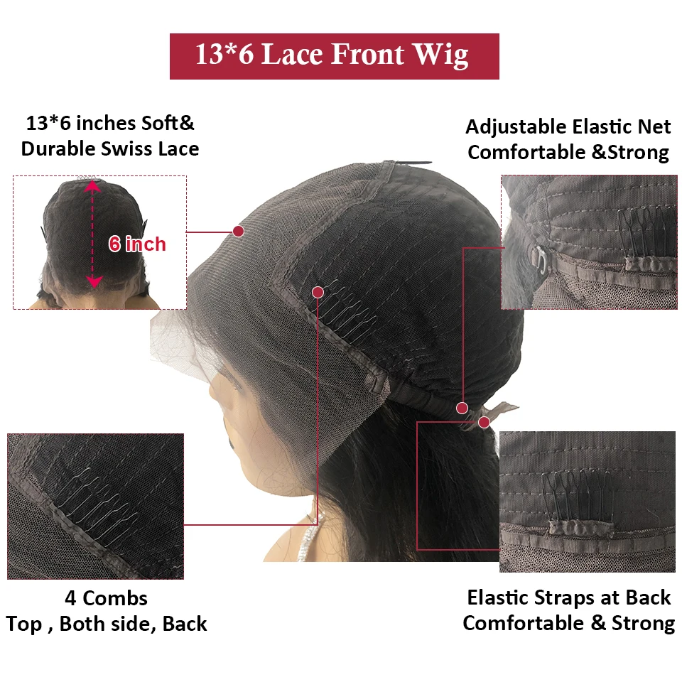 150% плотность перуанские прямые волосы парики для женщин предварительно сорванные 13x6 глубокая часть кружева спереди кудрявые человеческие волосы парики натуральный черный цвет