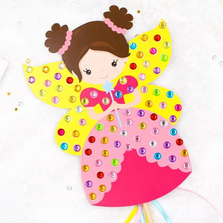 Дети DIY волшебная палочка ручной работы принцесса Волшебная игрушечная рука материалы ручной работы наклейка на упаковке подарок для девочки DIY игрушки GYH - Цвет: 1 Yellow wings