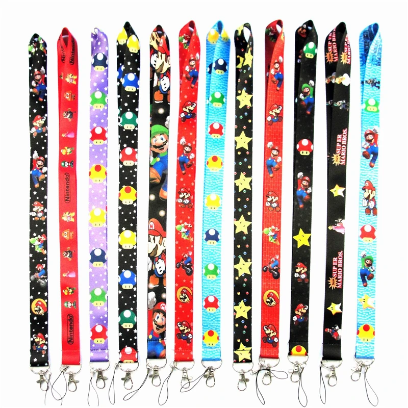 New cartoon pattern neck lanyard keychain ID card gym mobile phone belt USB badge clip DIY sling