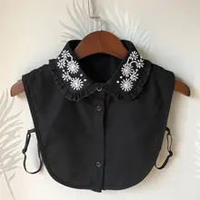 Женский свитер, рубашка, шейный платок, шифон, хлопок, искусственный воротник, стразы, жемчуг, бисер, лацканы, ложный съемный воротник, блузка с бахромой, топы