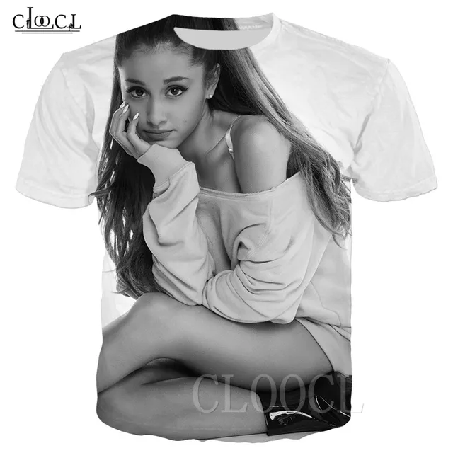 Singer Ariana Grande Female Male T Shirt Sports Pullover Fashion Short Sleeve Tshirt 3D Print Hiphop Streetwear Harajuku T-shirt