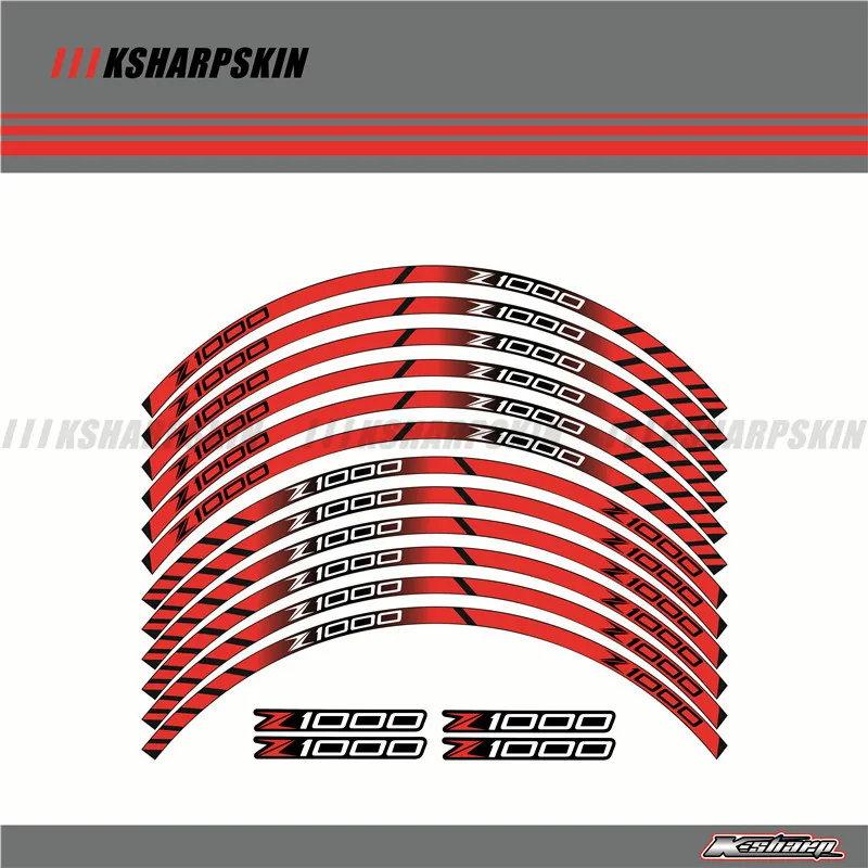 12 X толстый край внешний обод наклейки в полоску колесные наклейки подходят для всех kawasaki Z1000 - Цвет: K-LQT-KWSK-Z1000-02