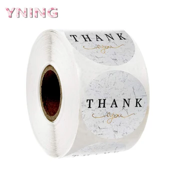 

1.5 Inch 500 Thank You Label Marble Texture with Gold Foil White Decoration Sticker for Birthdays Christmas Gift Business Owner