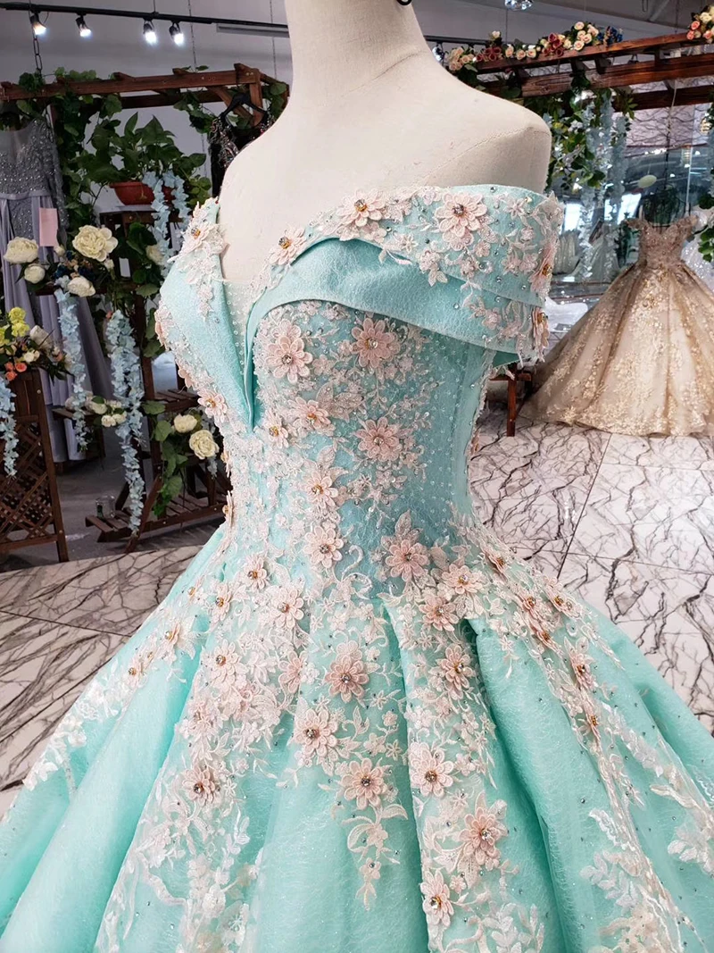 HTL154-1 color formal dress off shoulder sweetheart applique lace evening dress long bride dress party kleider damen abendkleid (12)