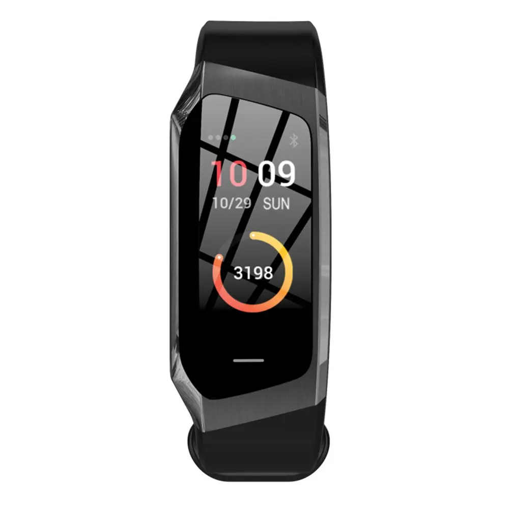 black gray Умный Браслет E18 цветной сенсорный экран IP67 Водонепроницаемый кровяное давление кислородный монитор сердечного ритма умные часы дропшиппинг - Цвет: black gray