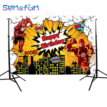 

Sxy1686 Boys Superhero Yellow Photography Backdrop 1st Birthday Party Backgrounds For Photo Studio Custom Vinyl 220x150cm