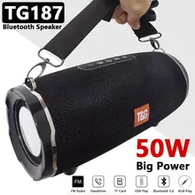 50W Big Waterproof Portable Column Subwoofer TG187 Power Bluetooth Speaker Boom Box Music Center for phone Computer Speakers FM