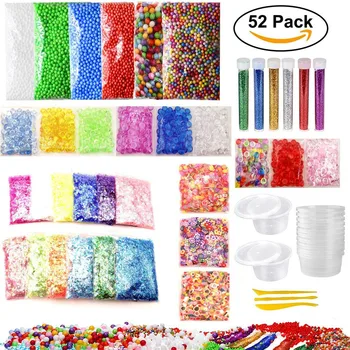 

52 Pack Slime Supplies Kit Foam Ball Granules Flat Beads Candy Paper Polymer Clay Set For Slime Charms Making Children's DIY Toy