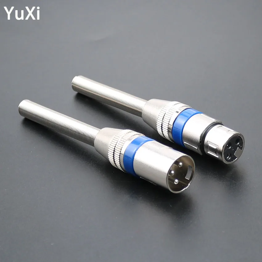 

YuXi 3Pin Female MIC Jack Male Plug Audio Microphone Cable Connector Blue Metal 3-Pin Connectors Adapter For Microphone KTV