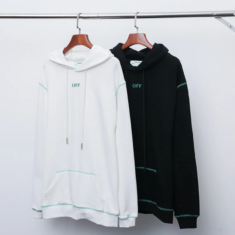 Off-white Ow зеленые клетчатые хлопковые мужские толстовки с квадратным принтом спортивные женские пальто с капюшоном