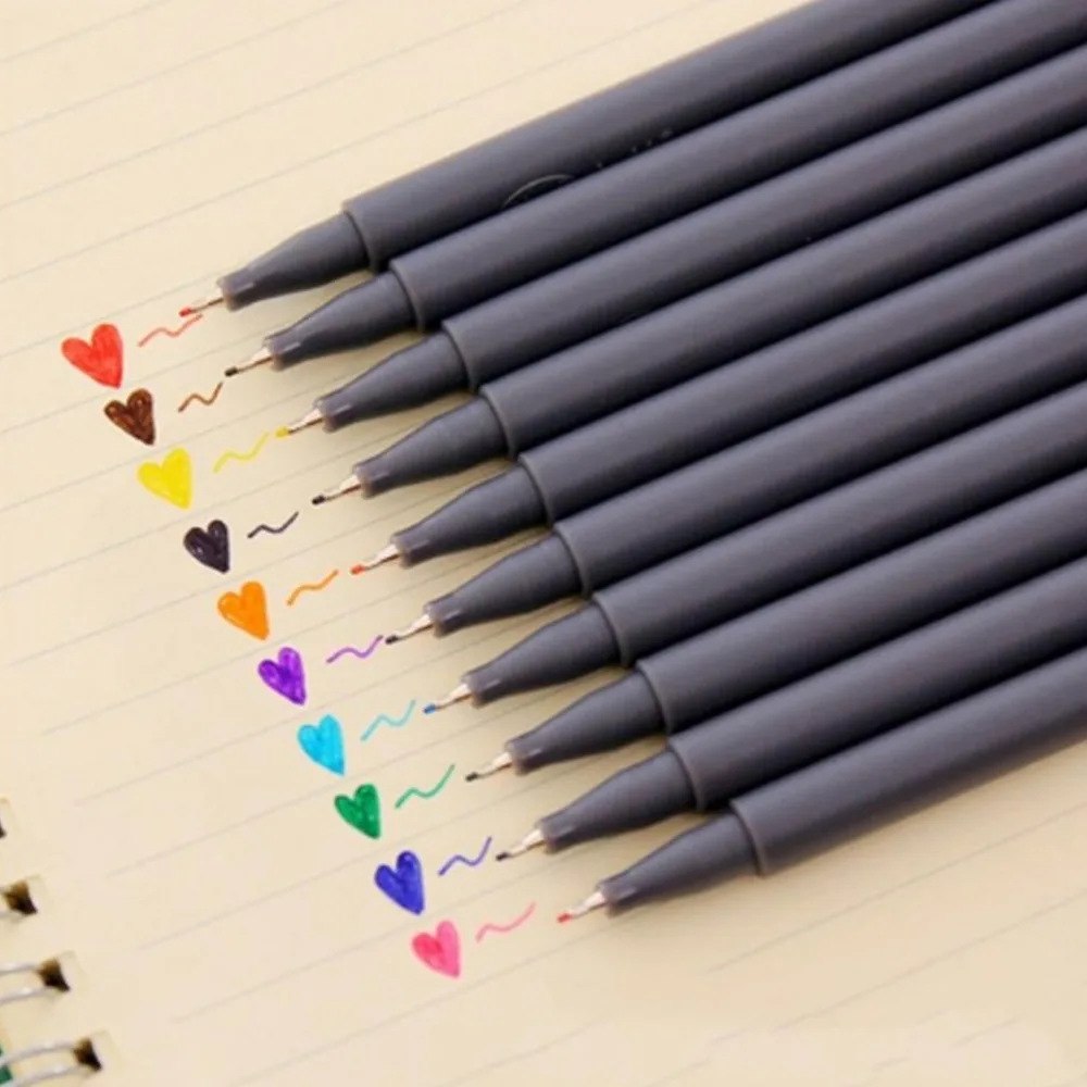 10Pcs 0.38mm Fine Line Pen Watercolor Drawing Gel Pen Painting Tool Set Office School Art Supplies Pencil Drop Shipping