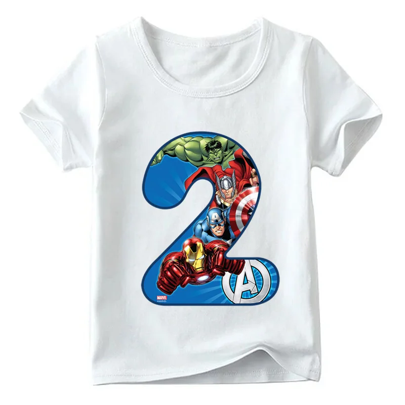 Детские футболки для мальчиков и девочек, Супер Герои Мстители, футболка с рисунком для малышей, размеры 1, 2, 3, 4, 5, 6, 7, 8, 9, подарок на день рождения, детская одежда, футболки