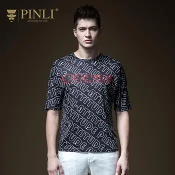 

Pinli 2020 Summer New Discount Clearance O-neck Polyester Slim Letter Printed Anti-wrinkle Cool Casual Men Short Sleeve T-shirt