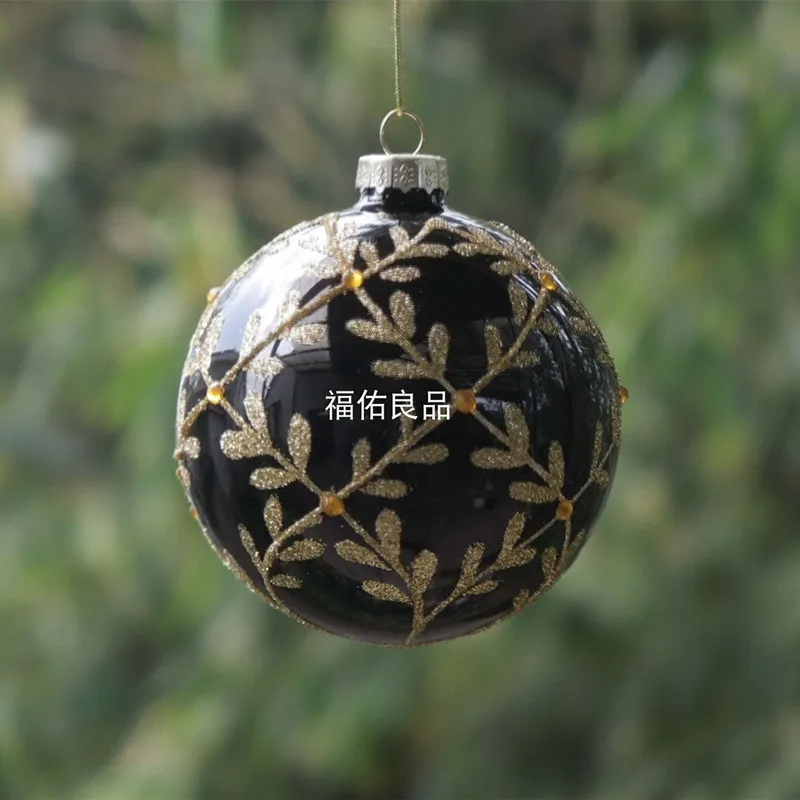1pc 12cm globe black Маленькая упаковка, черный глобус, диаметр = 6 см, 8 см, 10 см, 12 см, подвесное украшение на рождественскую елку, посеребренный стеклянный кулон - Цвет: 1pc 12cm globe black