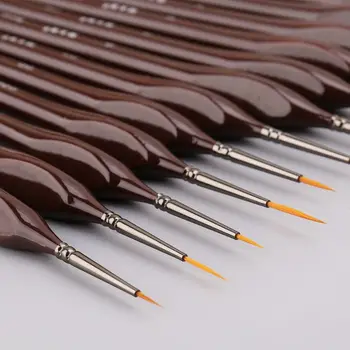 

12pcs Miniature Paint Brushes Detail Set For Fine Detailing Rock Painting Acrylic Watercolor Oil Supplies Kit Artist D08B