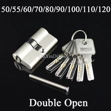

2PCS Double Open Door Lock Cylinder Security 50 55 60 70 75 80 90 100 110 120mm Living Room Lock Handle Brass Key Copper FG323