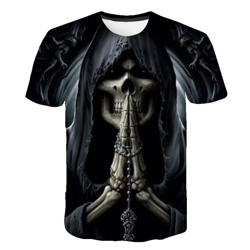 New Skull T Shirt Men Women 3D Print Fire Skull T-shirt Short Sleeve Hip-Hop Tees Summer Tops Cool t shirt Halloween Shirt - Цвет: 5071