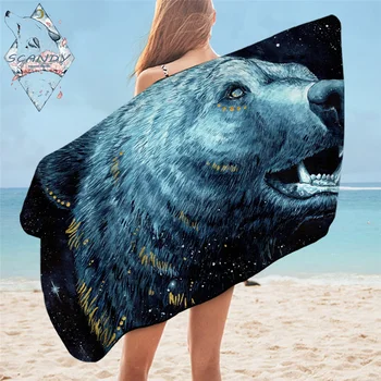 

In The Darkness Bear by Scandy Girl Bathroom Towel Blue Golden Beach Towel Galaxy Microfiber Rectangle Towel Animal Beach Mat