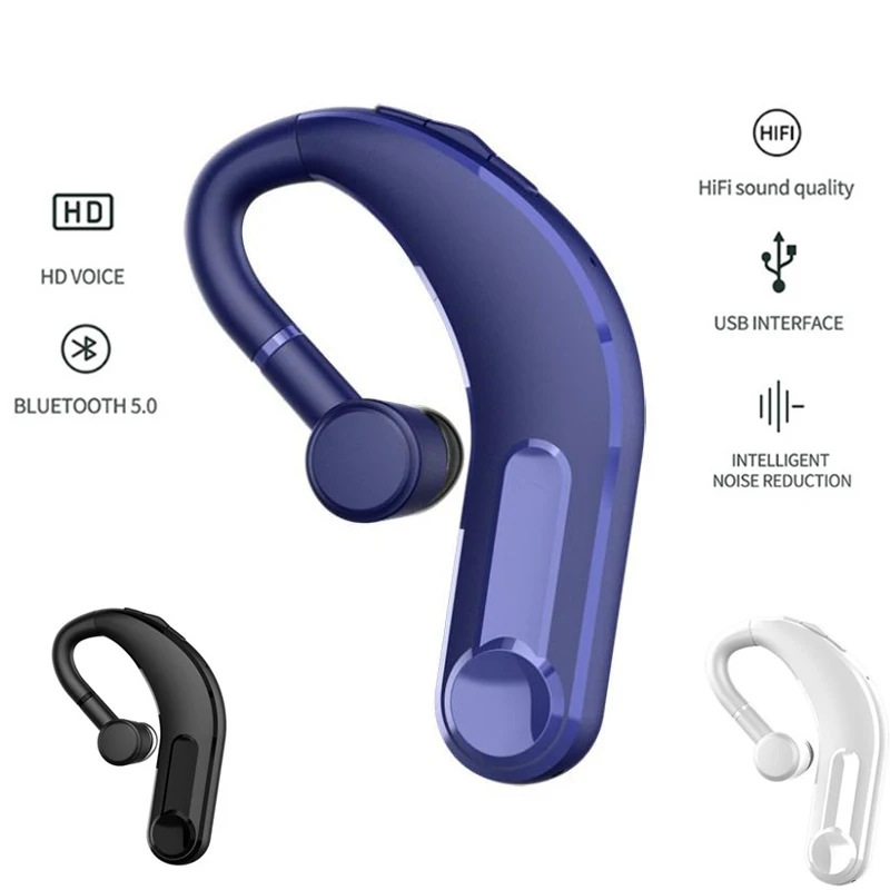 

Wireless Headphone Business Single Ear Earphone Bluetooth 5.0 Stereo HD Call CVC Noise Cancelling Headset with Mic Office Driver
