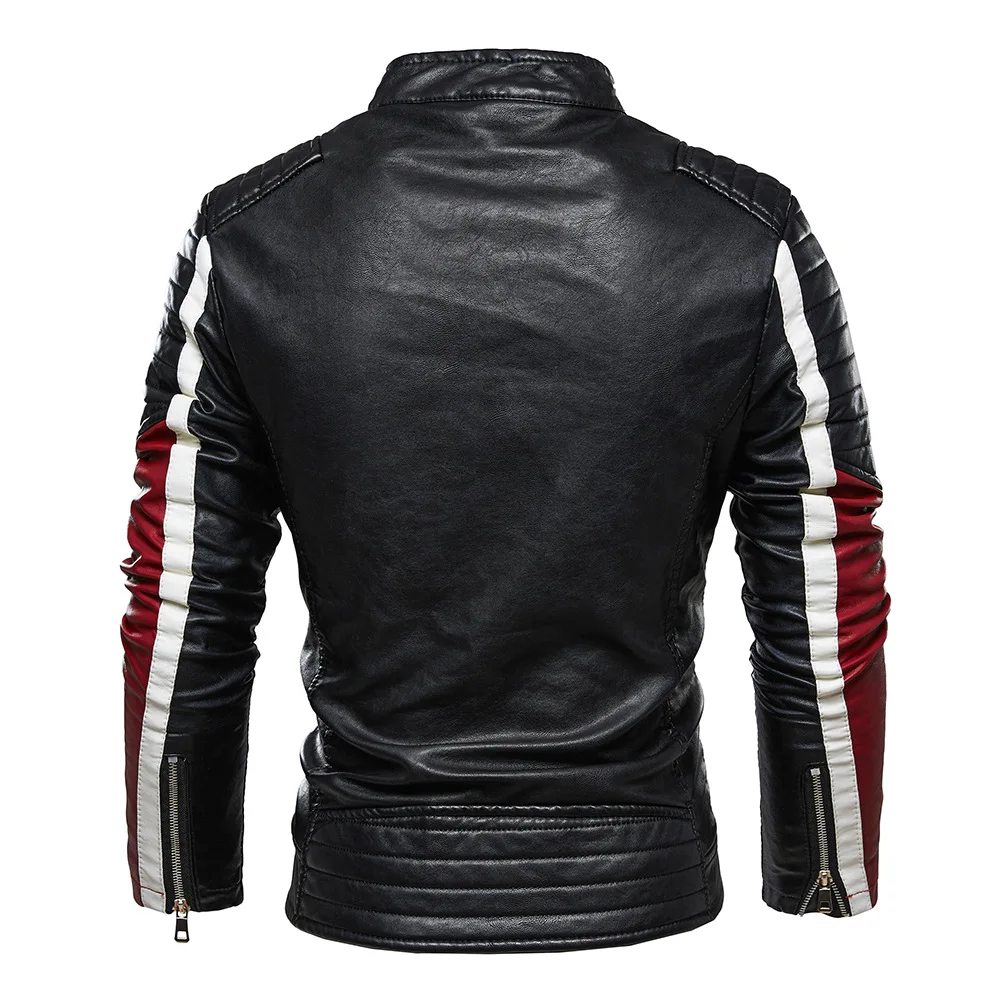 Men Yellow Leather Jacket Patchwork Biker Jacket Men Casual