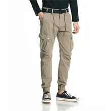 GustOmerD/Модная брендовая одежда; мужские брюки; однотонные облегающие брюки с карманами; брюки для бега; мужские повседневные брюки-карго