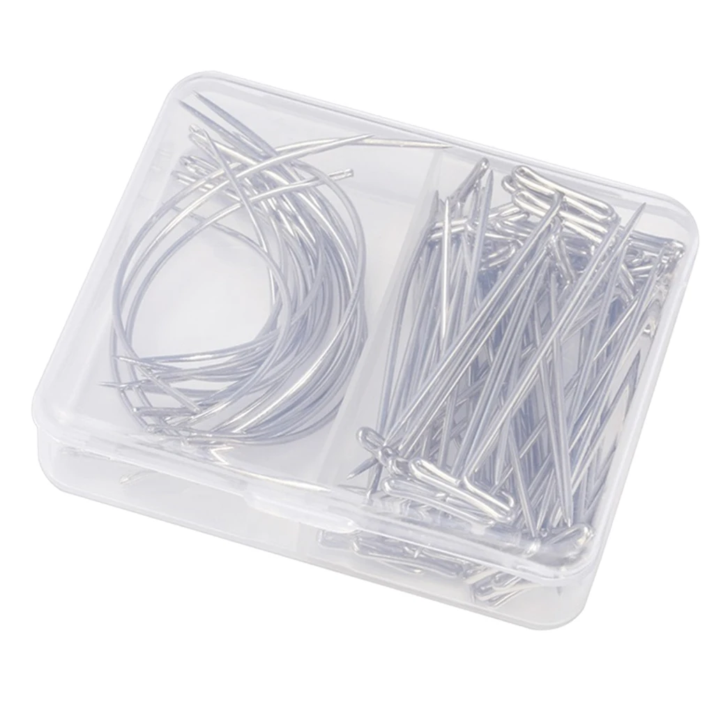 70pcs T Pins C Needles Wig Sewing Cord for Holding Wigs Wig Making Blocking Knitting Modelling Hair DIY Tools Hair Extensions