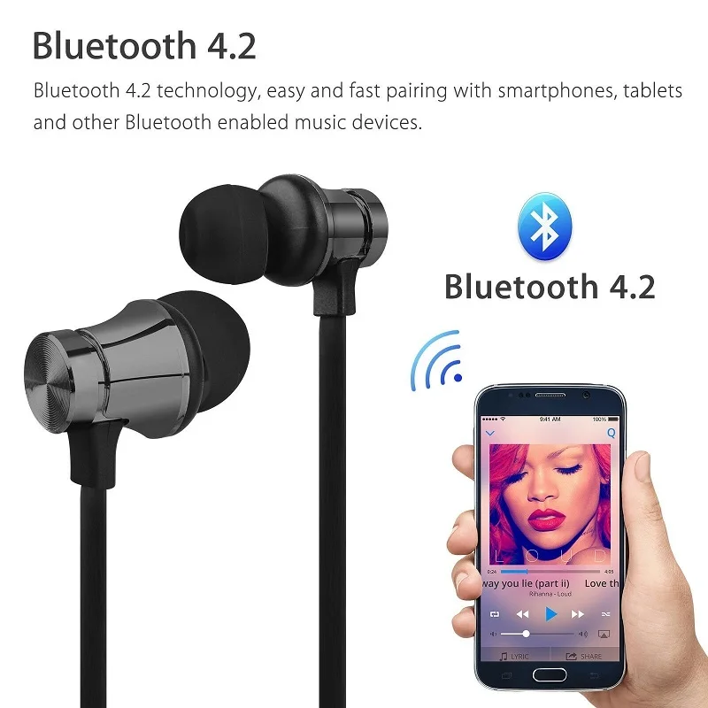 Магнитные беспроводные Bluetooth наушники стерео спортивные водонепроницаемые наушники-вкладыши гарнитура с микрофоном для iPhone samsung Xiaomi