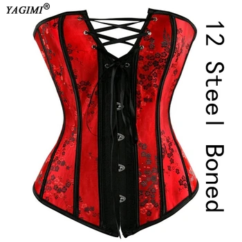 

YAGIMI Body Women Curve Shaper Waist Trainer Sexy Bustier Steampunk Leather Gothic Corset Top Nude Overbust Gorset Plus Size 6xl