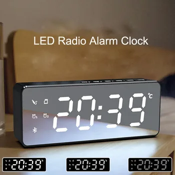 

Radio Despertador Wireless Bluetooth Speaker LED Alarm Clock Mirror Temperature Display USB charge Music Player Electronic Watch