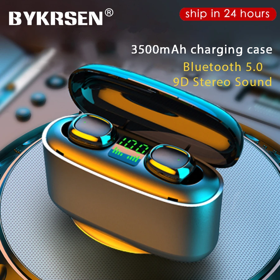 BYKRSEN 2020 3500 мАч светодиодный Bluetooth Беспроводные наушники TWS с сенсорным