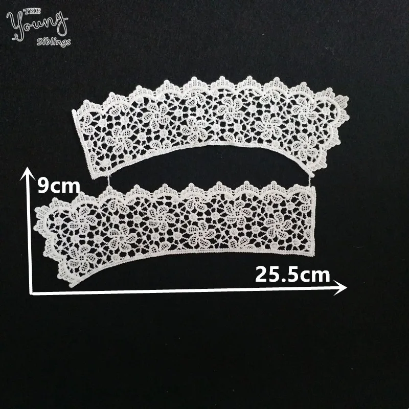 White Lace Neckline Fabric Embroidered Applique Lace Collar DIY Clothing Accessory Craft Sewing Supplies 1pcs sell lace fabric lace garment accessories lace sewing supplies lace decoration lace accessories lace sewing accessories clothing accessories
