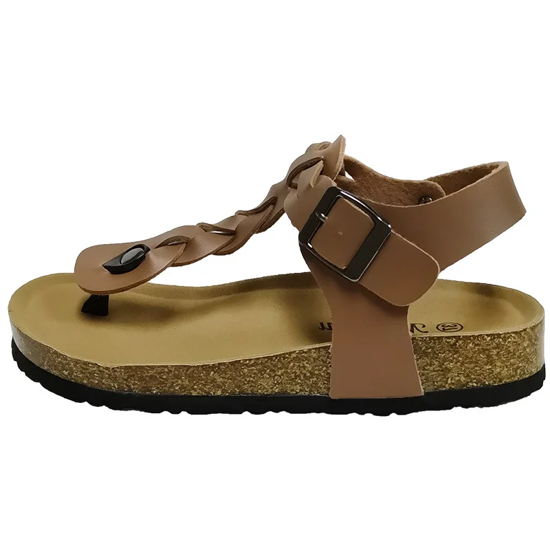 

Mirror Fashion Cork Sandals Summer Mori Girl Split Toe Sandals Couples Casual Buckle Shoe