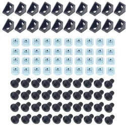 2022NEW 2022 Aluminum Profile Connector Set: 20pcs Corner Bracket + 40pcs 20 Series M5 T-slot Nuts + 40pcs M5x8mm Hex Socket Cap