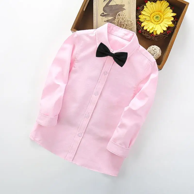 Baby Toddler Party Formal Solid Tops School Uniform Boys Shirts Long Sleeve Kids Shirt Boys Children Clothes 4 6 8 10 Years