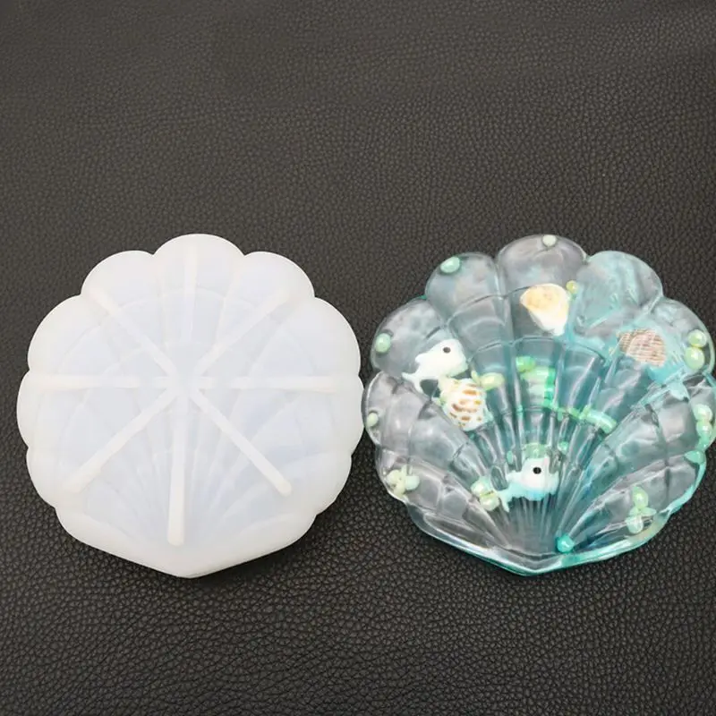 

DIY Crafts Making Crystal Epoxy Mold Shell Shape Table Top Storage Box Desktop Decoration Molud Set Resin Silicone Molds PXPB