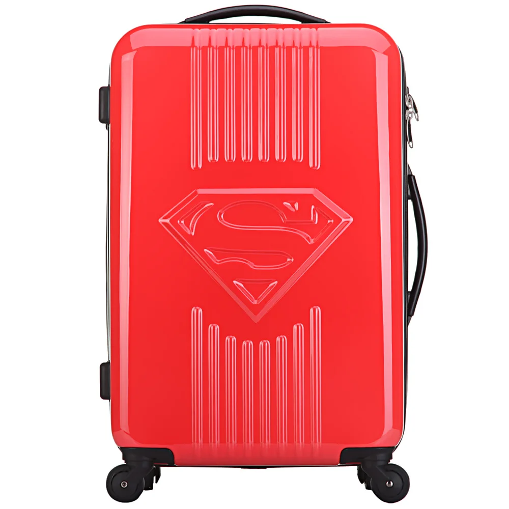Брендовый чемодан на колесиках для путешествий с Суперменом, 20/24 дюймов, Спиннер, сумка на колесиках, сумка для путешествий, роскошный чехол из поликарбоната - Цвет: Black